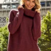 Wine Roll Neck Super Soft Knitted Jumper -Sosandar Fashion Store 04 s20ow009nl s21tk375nl a20bd002be 024 burgundy rt