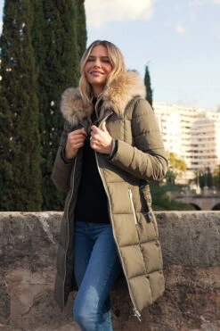 Khaki Faux Fur Trim Luxe Longline Padded Coat -Sosandar Fashion Store 04dcf3ad184ee9f0f57df5d3b714133df186de61