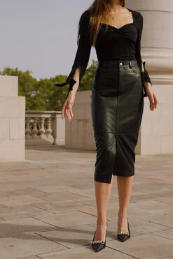 Black Leather Pencil Skirt With Split 11 Black Leather Pencil Skirt With Split -Sosandar Fashion Store 06006e36fa65eb02f95ea50cf42db82e5c2dc56d