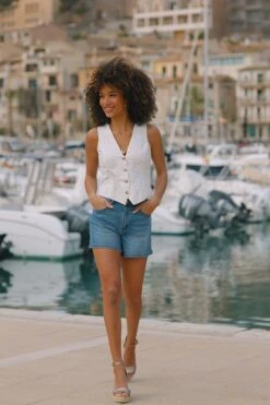 White Broderie Anglaise Waistcoat -Sosandar Fashion Store 0a64331290a4fe7afb411ef044b755ee4d855f18