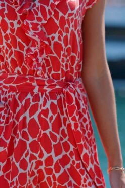 Coral Morocco Print Ruffle Detail Playsuit -Sosandar Fashion Store 0bb062551616b87f39264bcd2664f87d773870f0