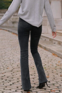 Charcoal Grey Button Front Kick Flare Jeans -Sosandar Fashion Store 0f30d2951331a6bae550c2e86ae295771f673926