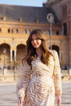 Gold Metallic Animal Print Blouson Sleeve Wrap Midaxi Dress -Sosandar Fashion Store 0f9abbcdeff34d0e0ea36b43c5644e9bfb227029