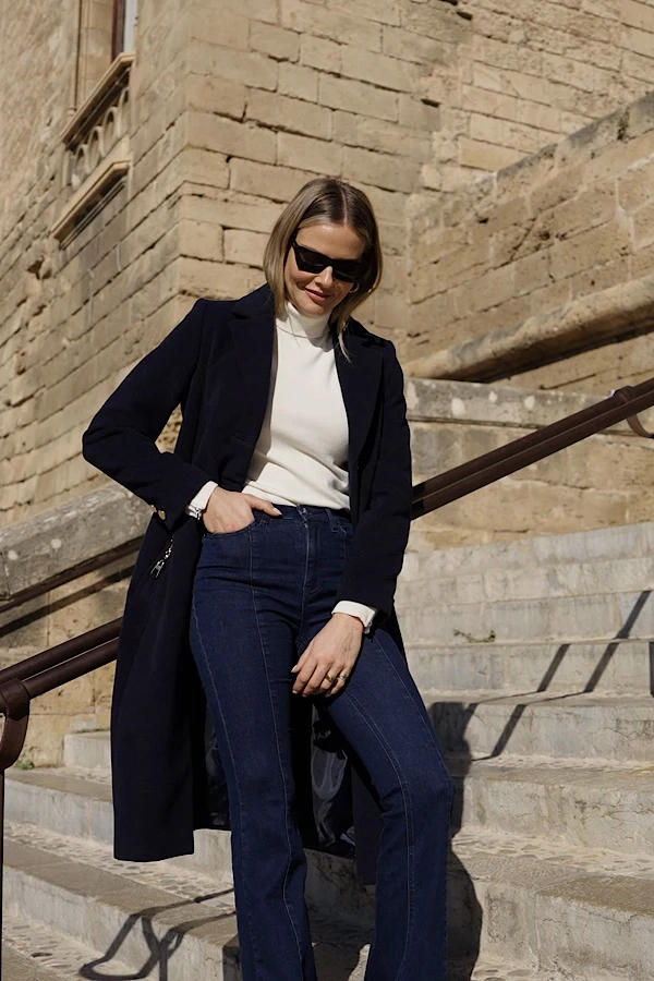 Navy Blue Premium Longline Coat 8 Navy Blue Premium Longline Coat - Image 6