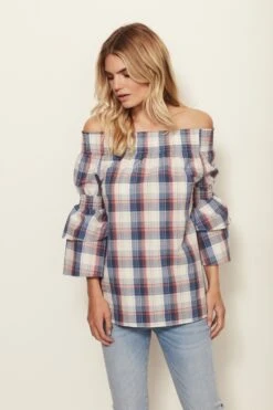 Checked Bardot Top 12 Checked Bardot Top -Sosandar Fashion Store 180412 sosandar april ecom shot045 ss18tp73 2308