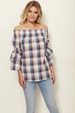 Checked Bardot Top 16 Checked Bardot Top -Sosandar Fashion Store 180412 sosandar april ecom shot045 ss18tp73 2312