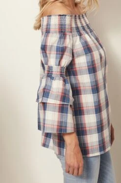 Checked Bardot Top 13 Checked Bardot Top -Sosandar Fashion Store 180412 sosandar april ecom shot045 ss18tp73 2321