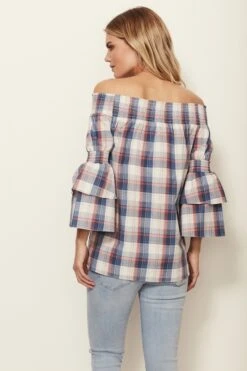 Checked Bardot Top 15 Checked Bardot Top -Sosandar Fashion Store 180412 sosandar april ecom shot045 ss18tp73 2335