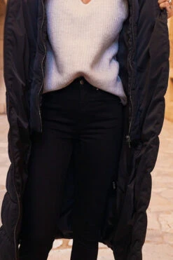 Black Longline Padded Coat With Removable Hood -Sosandar Fashion Store 1becd5d767c251a42a1e4a6a59b3975b8b9a6417