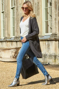 Charcoal Longline Zip Pocket Cardigan 10 Charcoal Longline Zip Pocket Cardigan -Sosandar Fashion Store 2020 08 31 aynhoe park sosandar49286