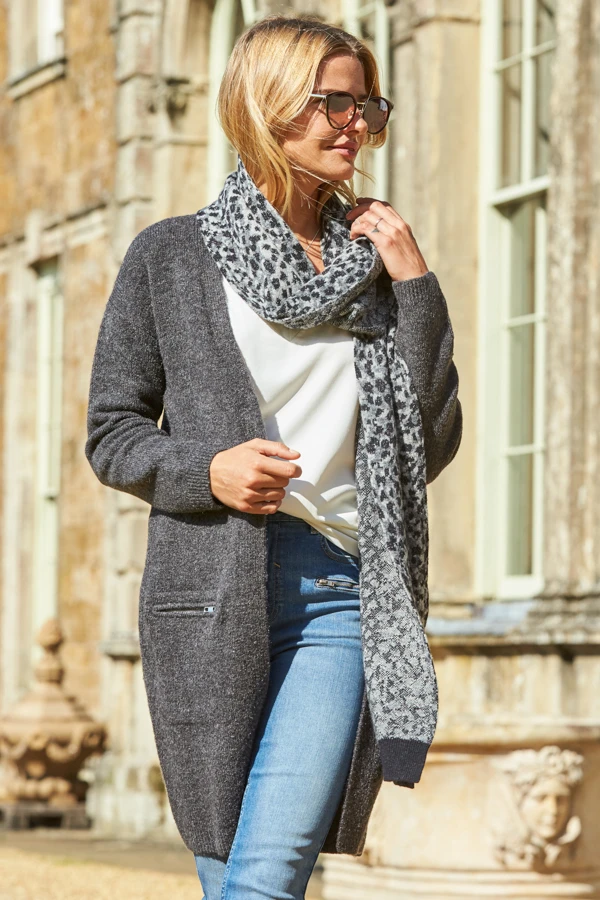 Charcoal Longline Zip Pocket Cardigan 3 Charcoal Longline Zip Pocket Cardigan