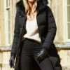 Black Faux Fur Trim Luxe Longline Padded Coat -Sosandar Fashion Store 2020 08 31 aynhoe park sosandar49681