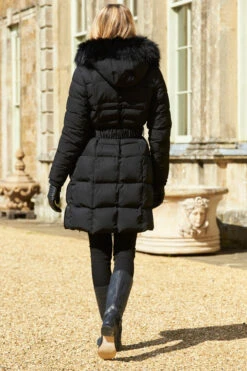 Black Faux Fur Trim Luxe Longline Padded Coat -Sosandar Fashion Store 2020 08 31 aynhoe park sosandar49716