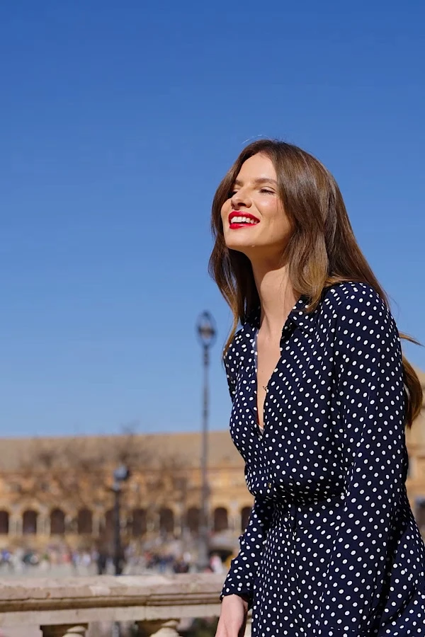 Navy Blue Spot Print Straight Leg Jumpsuit 8 Navy Blue Spot Print Straight Leg Jumpsuit - Image 6