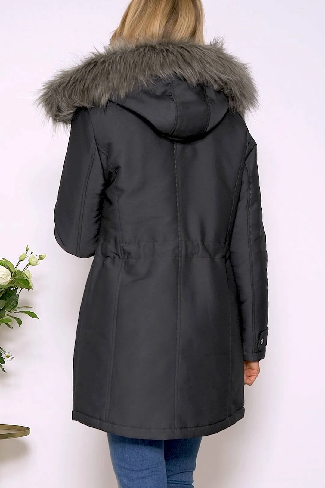 Grey Luxe Faux Fur Hooded Parka Coat 9 Grey Luxe Faux Fur Hooded Parka Coat - Image 7