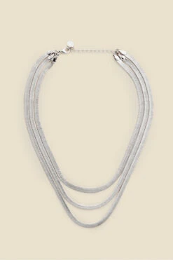 Silver Triple Row Slinky Layered Necklace