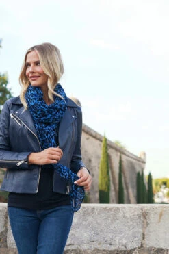 Navy Blue Leather Biker Jacket -Sosandar Fashion Store 2812581c04907f6cb7e12ba56e7965e0f9a12290 1