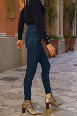 Indigo Blue Button Pocket Skinny Jeans 13 Indigo Blue Button Pocket Skinny Jeans -Sosandar Fashion Store 2ce42c00b4749500db9c0e11f56b61b39b9650b3