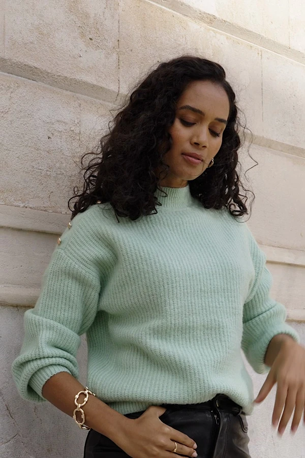 Sage Green Button Shoulder Detail Jumper 11 Sage Green Button Shoulder Detail Jumper - Image 9