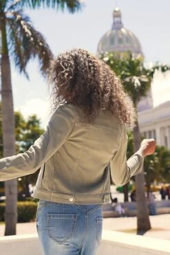 Sage Green Denim Jacket -Sosandar Fashion Store 2e37f678aa68aa53252e42103b97c3f40a5024ce