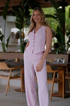 Pale Pink Linen Blend Waistcoat 13 Pale Pink Linen Blend Waistcoat -Sosandar Fashion Store 3405802dff26a70bbf20d85a3480acc53ca2bd6d