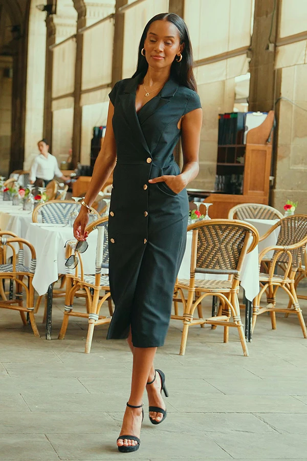 Black Double Breasted Pencil Dress 10 Black Double Breasted Pencil Dress - Image 8