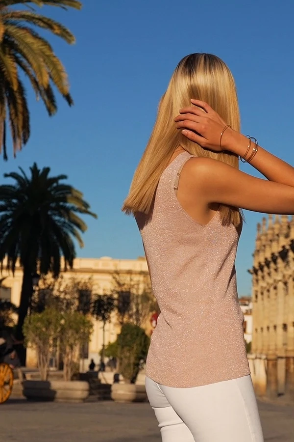 Rose Gold Metallic Super Sparkly Vest Top 7 Rose Gold Metallic Super Sparkly Vest Top - Image 5