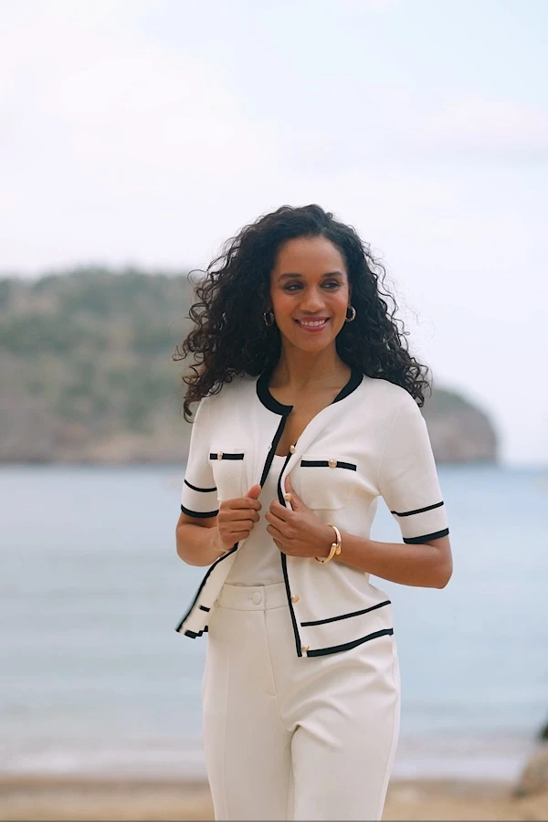 Ivory Contrast Trim Fine Knit Cardigan 8 Ivory Contrast Trim Fine Knit Cardigan - Image 6