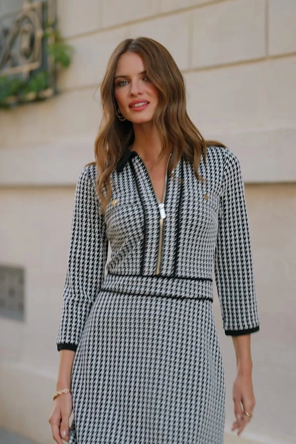 Black & White Houndstooth Print Fit & Flare Dress 10 Black & White Houndstooth Print Fit & Flare Dress - Image 8