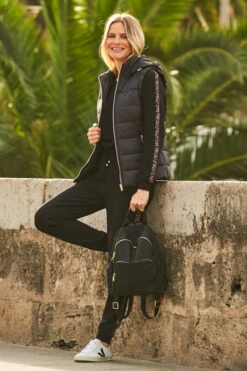 Black Padded Gilet With Zip Pockets & Hood -Sosandar Fashion Store 45 a20tj020mi a20bj001mi 002 2
