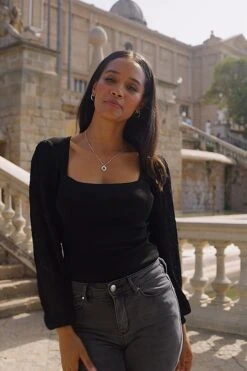 Black Crochet Sleeve Knitted Top -Sosandar Fashion Store 45e47ff4cfc2dd4400db519a86b0fb638411153a