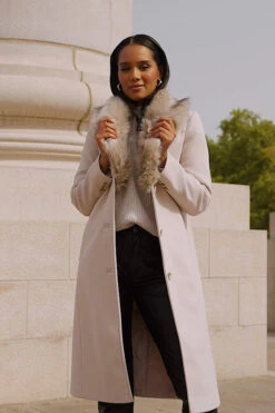 Oatmeal Faux Fur Shawl Collar Longline Coat 13 Oatmeal Faux Fur Shawl Collar Longline Coat -Sosandar Fashion Store 4bc9961f576840bc159064cb815d4d5ecc5f636e