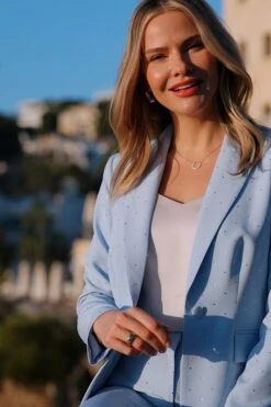 Sky Blue Sparkling Embellished Detail Blazer -Sosandar Fashion Store 4d133115b50c8a8e5051be10bb001ac06c2ef22b