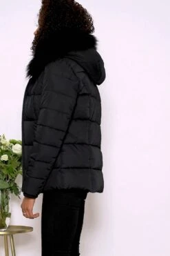Black Faux Fur Trim Luxe Padded Coat -Sosandar Fashion Store 4f007e26514c5b9c8c13f68f036b3dd9fd8589d0