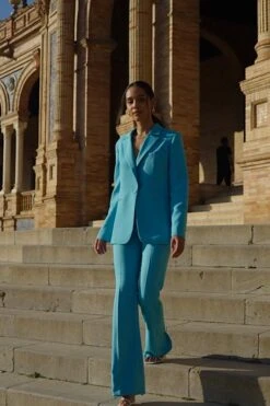 Azure Blue Kick Flare Trousers -Sosandar Fashion Store 504f71ee323ea3d897c91fc2d59d9a2b7c535ab4