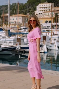 Rosé Pink Linen Blend Wrap Front Dress 13 Rosé Pink Linen Blend Wrap Front Dress -Sosandar Fashion Store 5341b4ebf359660a8fa35e131da4d4bdfa71b8e3