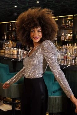 Petite Silver Luxe Sequin Gathered Sleeve Top 13 Petite Silver Luxe Sequin Gathered Sleeve Top -Sosandar Fashion Store 56a669e5bb89d38816a45c657fd3a5c17f0373ce 1