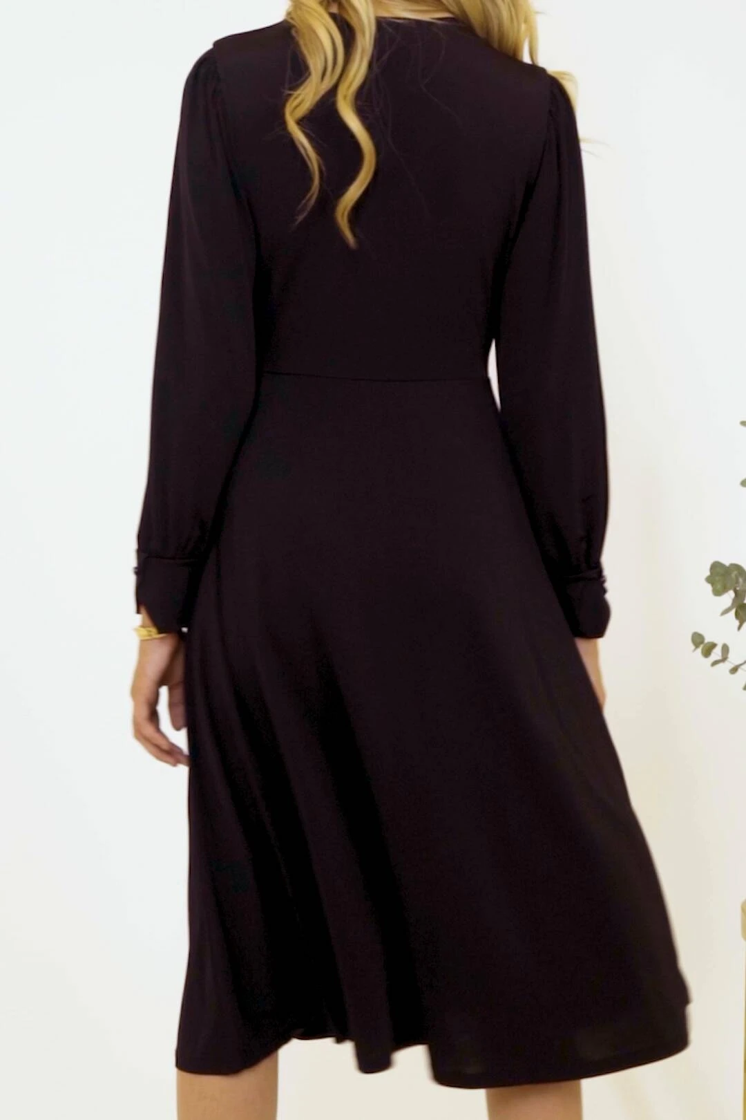 Black Twist Neck Wrap Front Jersey Dress 9 Black Twist Neck Wrap Front Jersey Dress - Image 7