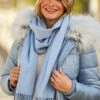 Powder Blue Super Soft Wool & Cashmere Blend Scarf -Sosandar Fashion Store 58 s22ow009be 252