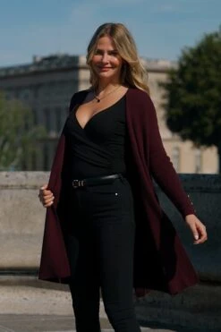 Burgundy Longline Belted Cardigan 17 Burgundy Longline Belted Cardigan -Sosandar Fashion Store 5d74a2b21f5348bdfd34c6568de753c911247b31