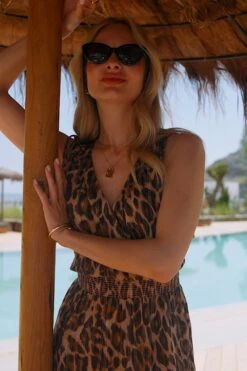 Leopard Print Stretch Waist Sun Dress -Sosandar Fashion Store 5f9c83a7a7331fa201eb6dad47f2fb4c2765559b