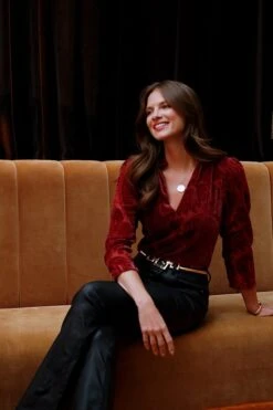 Ruby Plush Velvet Devore Blouse 13 Ruby Plush Velvet Devore Blouse -Sosandar Fashion Store 655c7112180130028583d69657143eb4a5d6e431