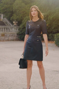 Black Leather Dress With Pocket Detail -Sosandar Fashion Store 6690bfe77a6f37ee45f7b80f161f1aa1eb0d1499
