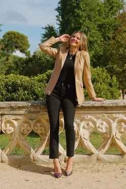 Tan Premium Faux Leather Blazer -Sosandar Fashion Store 6fc893ed3431856965bda1f9ffddf04468cf6fb4