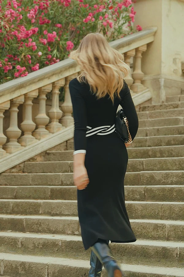 Black Twist Detail Fit & Flare Knitted Dress 9 Black Twist Detail Fit & Flare Knitted Dress - Image 7