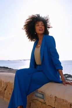 Cobalt Blue Wide Leg Trousers -Sosandar Fashion Store 74604eaa45c81261f3abf9291aa7a18eab78979d