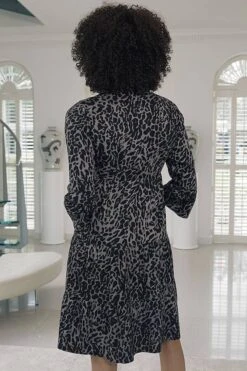 Charcoal Grey Animal Print Fluted Sleeve Shift Dress 15 Charcoal Grey Animal Print Fluted Sleeve Shift Dress -Sosandar Fashion Store 789fbf16b28826ce0a3463f5abfa2160ddfec474