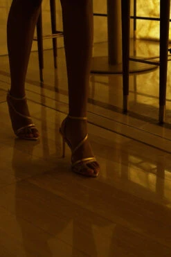 Rose Gold Leather Multi Strap Pointed Toe Stiletto Heel Sandals -Sosandar Fashion Store 78d7e7c01594a5710f2343e053356499e2cbe789