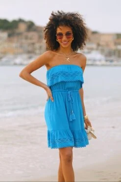 Ocean Blue Broderie Detail Beach Dress -Sosandar Fashion Store 78e2079f02aa02f26d2c58166fcae0bb78595462