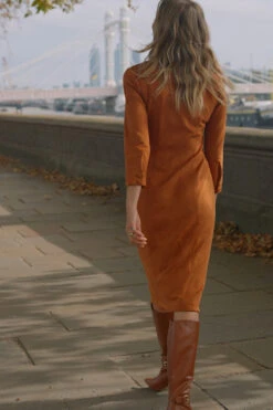 Tan Ruched Front Faux Suede Midi Shirt Dress 15 Tan Ruched Front Faux Suede Midi Shirt Dress -Sosandar Fashion Store 7986f92155b0a4fa2f041175188b04b2af48c630